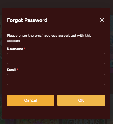 Grande Vegas Casino reset password